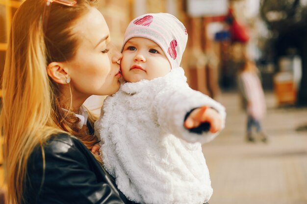 young mother with little daughter