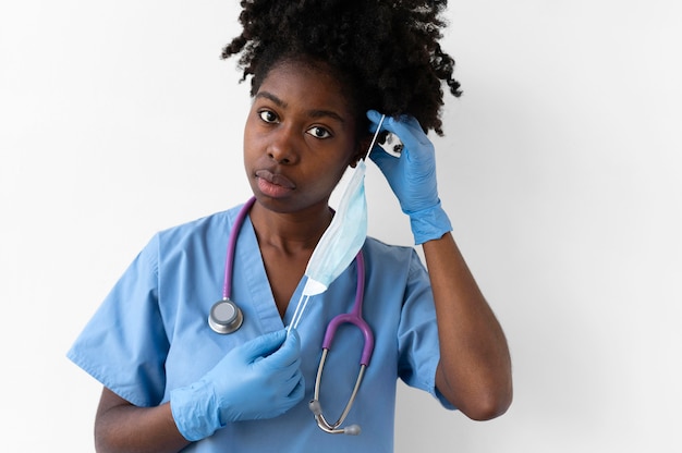 Young nurse wearing a protective equipment