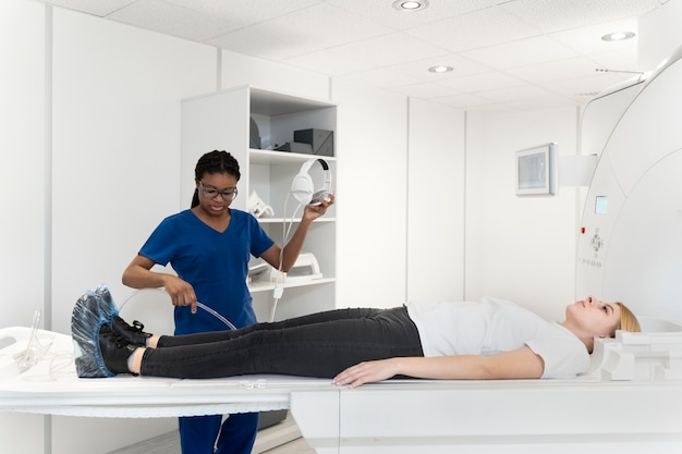 Young patient ready to get ct scan