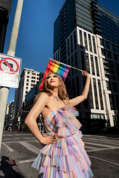 Young people celebrating pride month