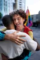 Free photo young people celebrating pride month