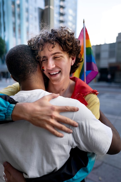 Young people celebrating pride month