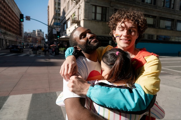 Young people celebrating pride month