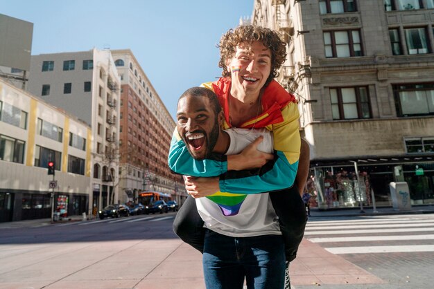 Young people celebrating pride month