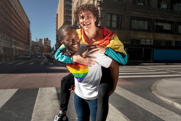 Free photo young people celebrating pride month