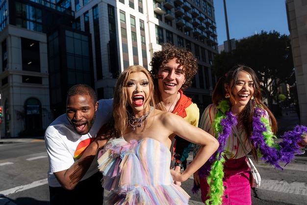 Young people celebrating pride month