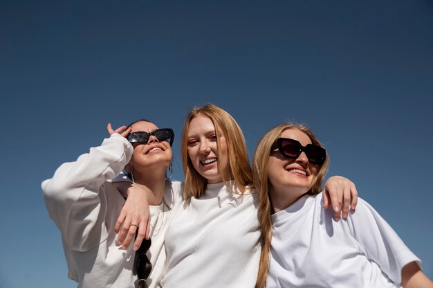 Young people having fun at white party