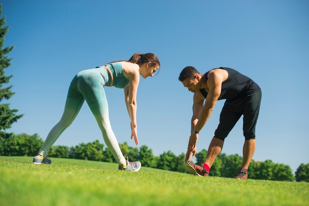 Young people practicing sport outdoor