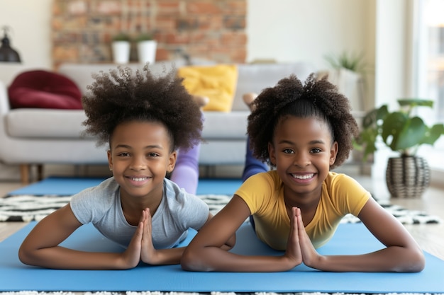 Free photo young people practicing yoga