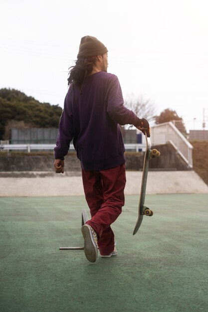 Young people skateboarding in japan