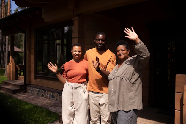 Young people visiting relatives