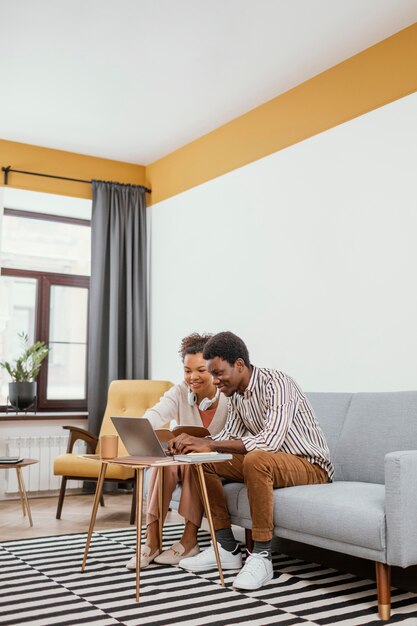 Young people working from a modern place