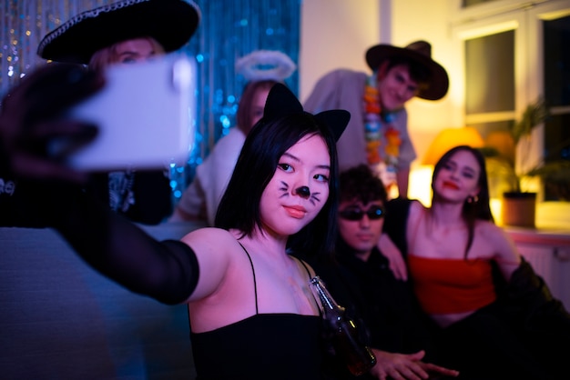 Young person at costumes party