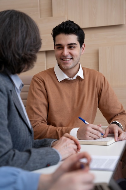 Free photo young person during intership