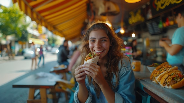 Free photo young person enjoying a meal