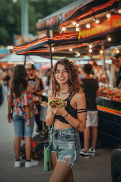 Foto gratuita giovane che si gode un pasto