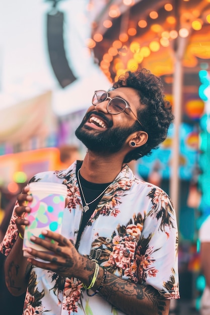 Free photo young person enjoying street food