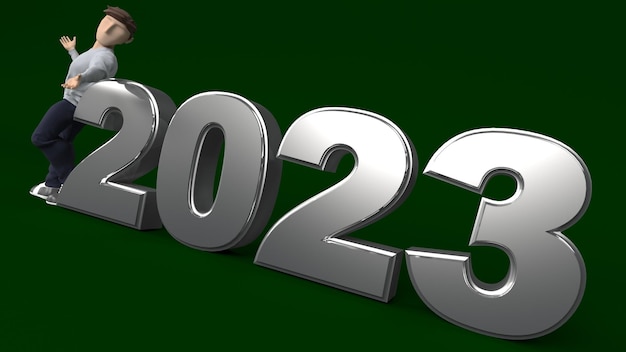 Giovane che presenta il nuovo anno 2023