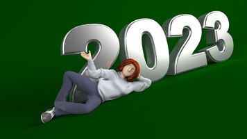 Бесплатное фото Молодой человек представляет новый 2023 год
