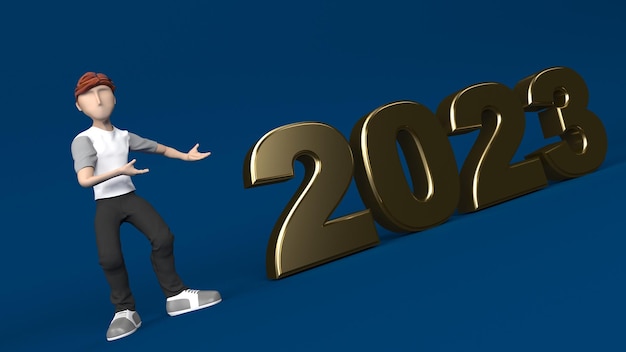 Free photo young person presenting new year 2023