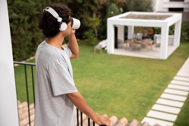 Young person relaxing while listening to music