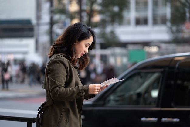 Young person traveling through japan