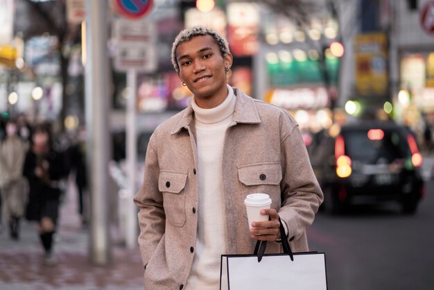 Young person traveling through japan