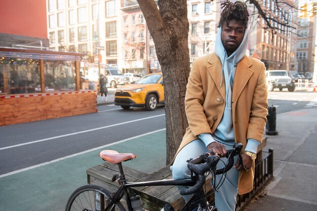 Young person using sustainable mobility