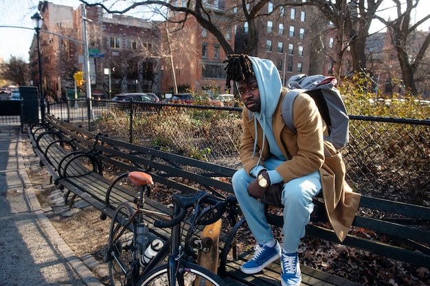 Young person using sustainable mobility