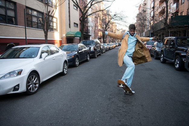 Young person using sustainable mobility