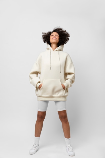 Young person wearing hoodie mockup