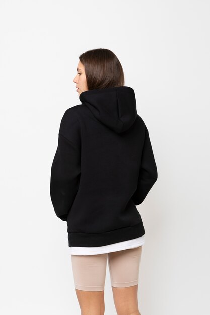 Young person wearing hoodie mockup