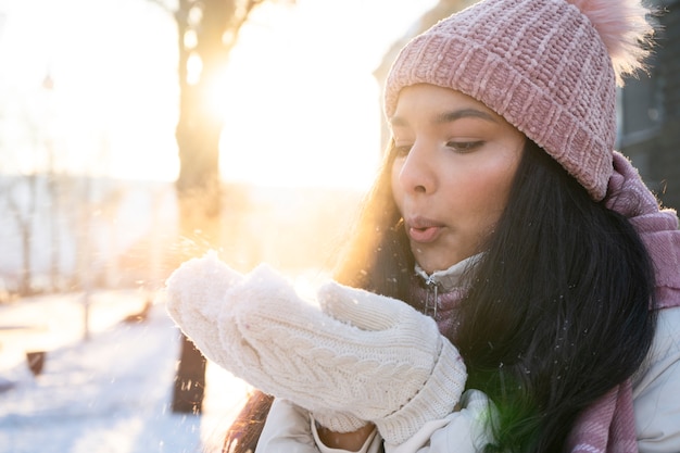 Young person in winter time