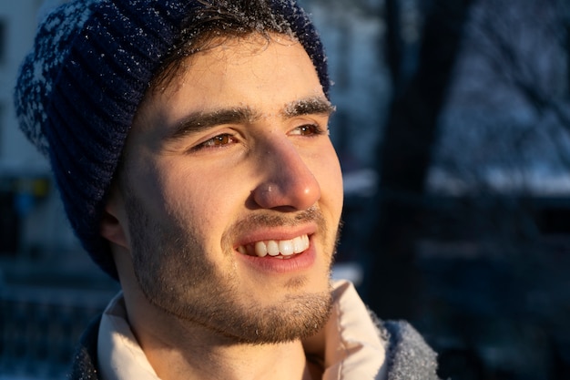 Young person in winter time