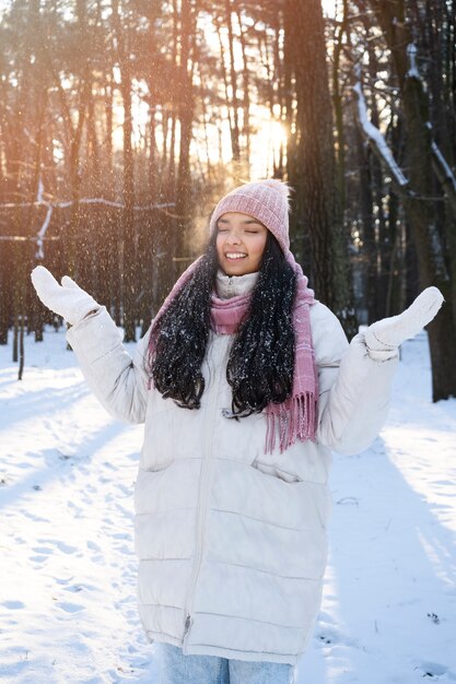 Young person in winter time