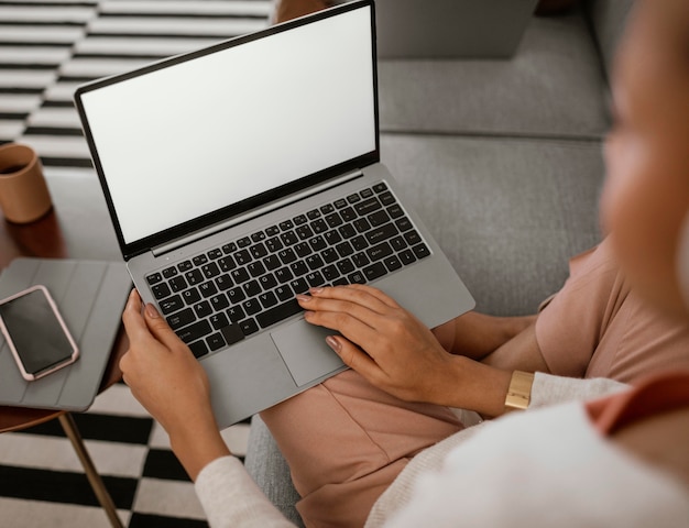 Young person working from home