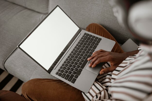 Young person working from home