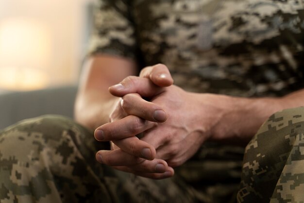 Young soldier affected by ptsd effect