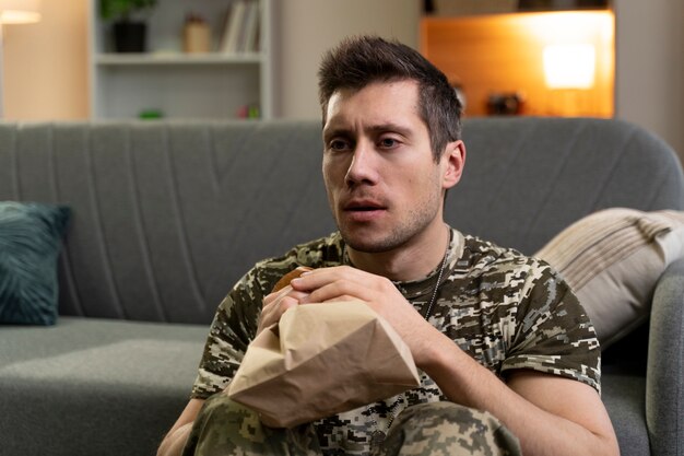 Young soldier affected by ptsd effect