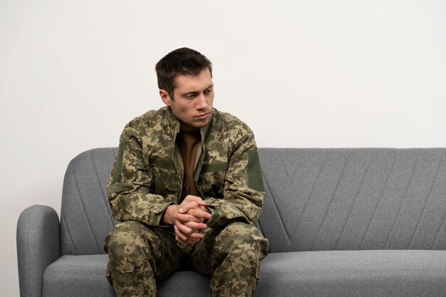 Young soldier affected by ptsd effect