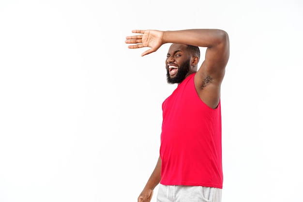 Free photo young sport african american man unhappy and frustrated with something