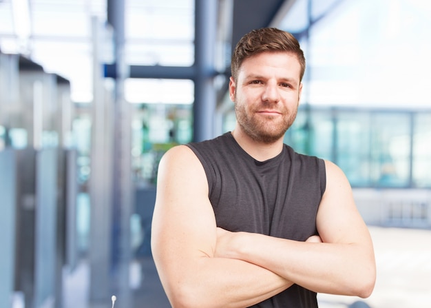 young sports man happy expression