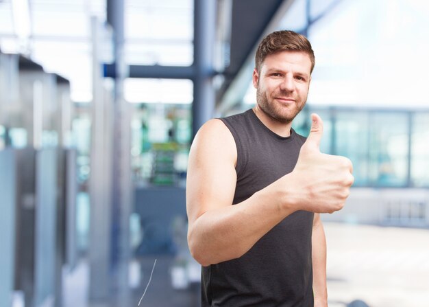 young sports man happy expression