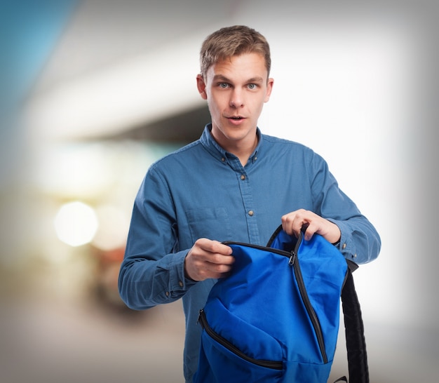 young student with back-pack