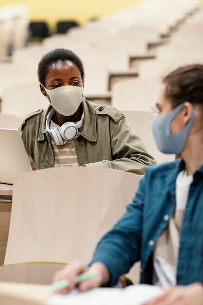 Young students attending a class