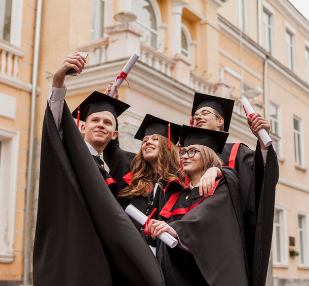 Young students taking selfie