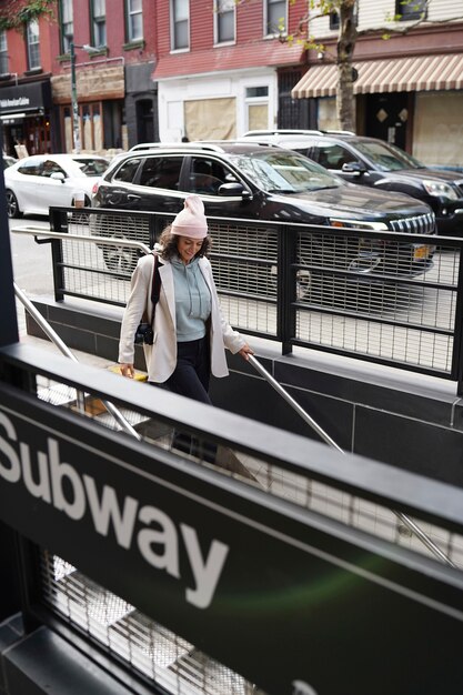 Young stylish woman exploring the city