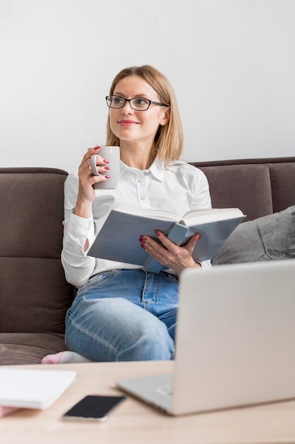 Young teacher getting ready for an online class