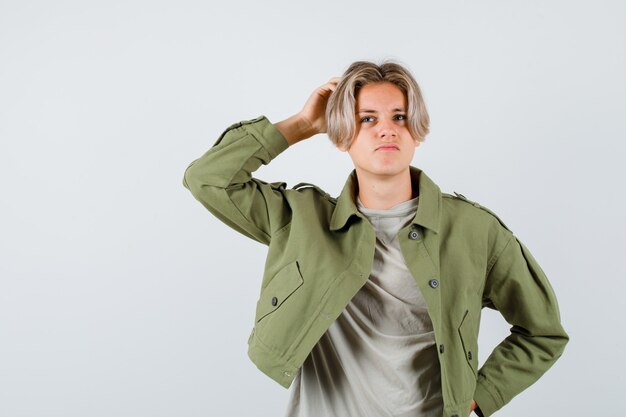 Young teen boy in t-shirt