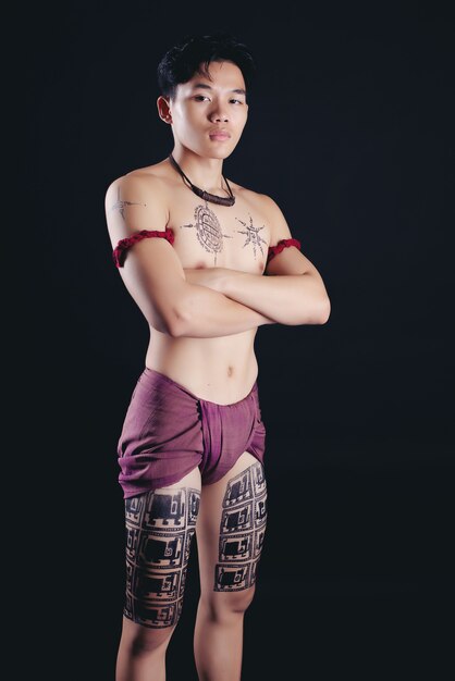 young Thailand man with traditional elements